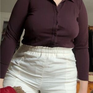 J. Jill Dark Purple Button-Down Shirt